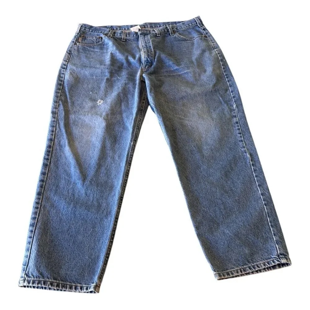 Carhartt Jeans Men's 46x30 Blue Denim Relaxed Fit B17 DST Distressed
